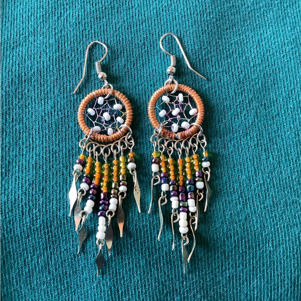Bohemian Beaded Dreamcatcher Earrings